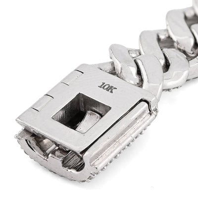 10K White Gold 5.35CT Natural Diamond Round 10MM Cuban Link Men Women 8" Bracelet 35.3g - Elite Jewelers - Bracelets