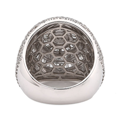 10K White Gold 5.64CT Natural Diamond Baguette Flower Cluster Men Pinky Ring - Elite Jewelers - Rings