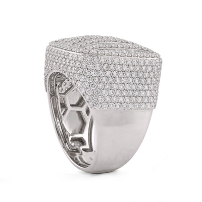 10K White Gold 5.90CT Multi-Column Baguette/Round Lab Diamond Men Rectangle Pinky Ring - Elite Jewelers-Rings