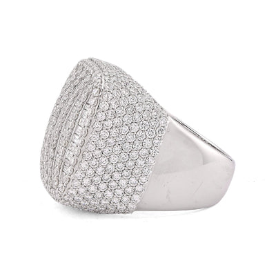 10K White Gold 5.90CT Multi-Column Baguette/Round Lab Diamond Men Rectangle Pinky Ring - Elite Jewelers-Rings