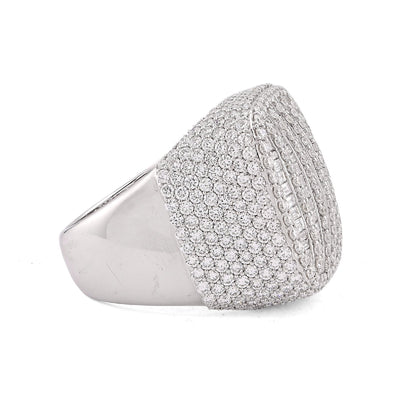 10K White Gold 5.90CT Multi-Column Baguette/Round Lab Diamond Men Rectangle Pinky Ring - Elite Jewelers-Rings