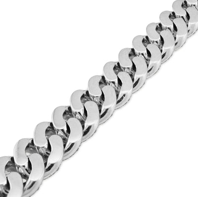 10K White Gold 7.5CT Natural Diamond Round/Baguette 8MM Cuban Link Braclet 8" 48.8g - Elite Jewelers - Bracelets