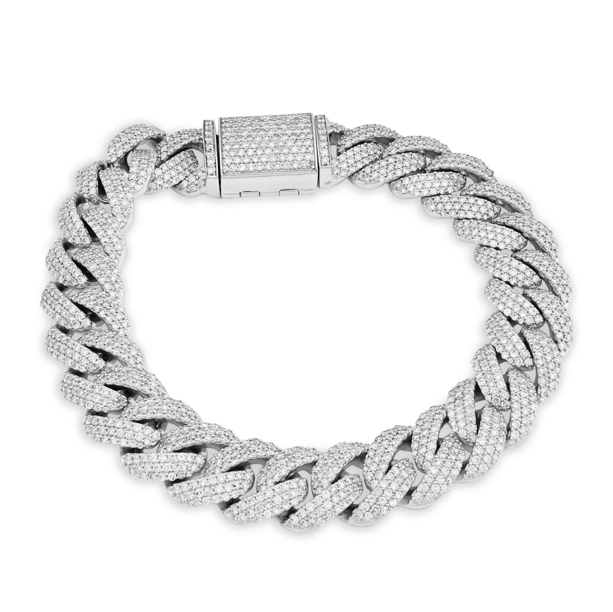 10K White Gold 8.40CT Natural Diamond Cuban Link 12MM 8" Men Women 65.6g Bracelet - Elite Jewelers - Bracelets