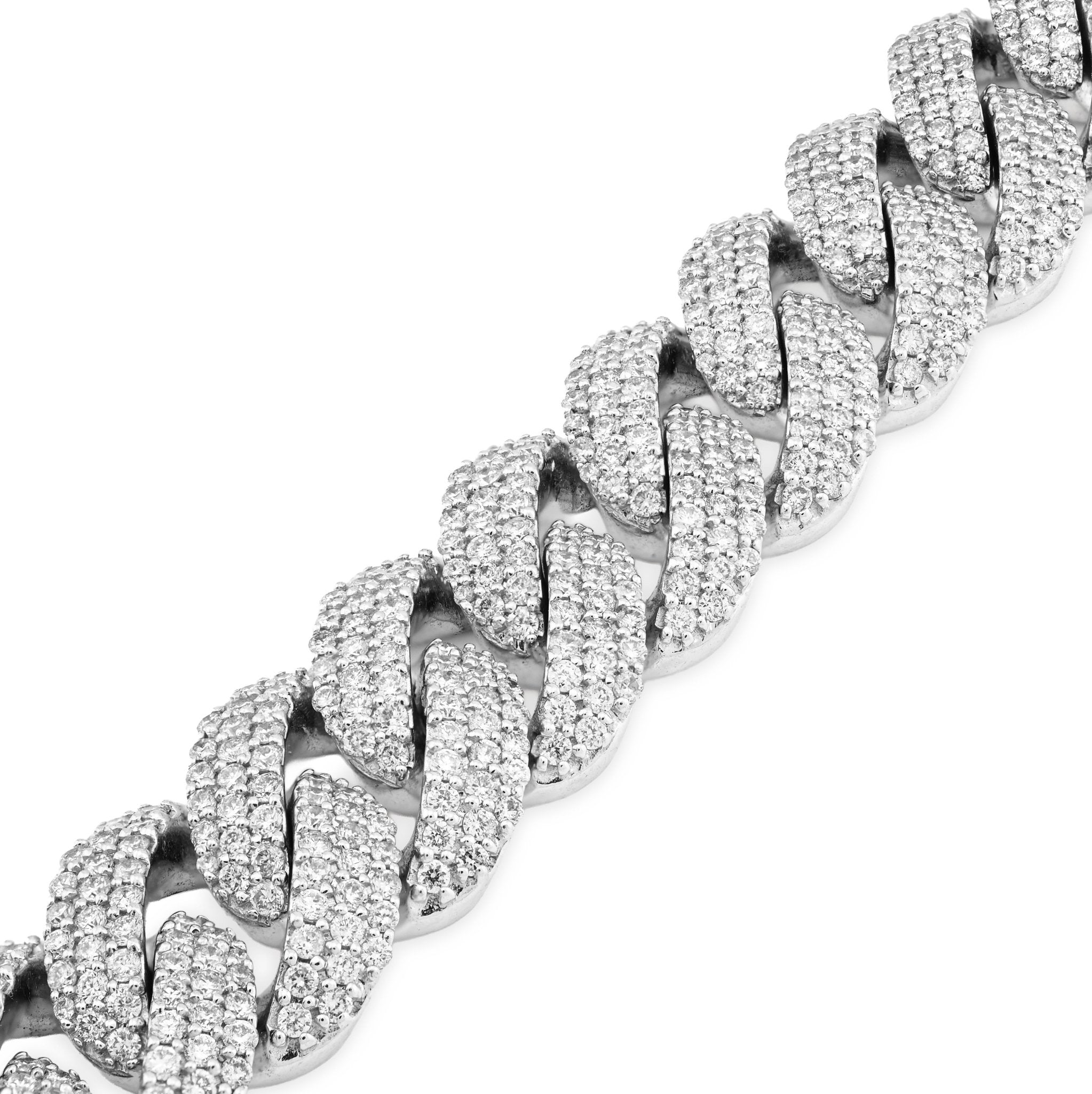 10K White Gold 8.40CT Natural Diamond Cuban Link 12MM 8" Men Women 65.6g Bracelet - Elite Jewelers - Bracelets