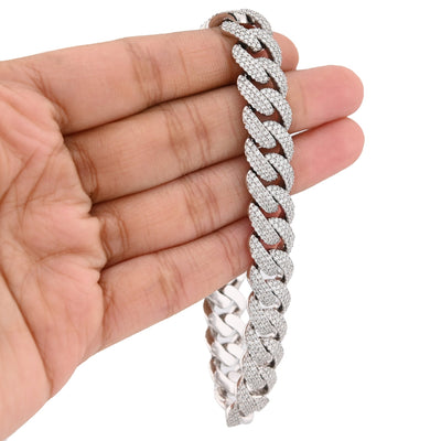 10K White Gold 8.40CT Natural Diamond Cuban Link 12MM 8" Men Women 65.6g Bracelet - Elite Jewelers - Bracelets
