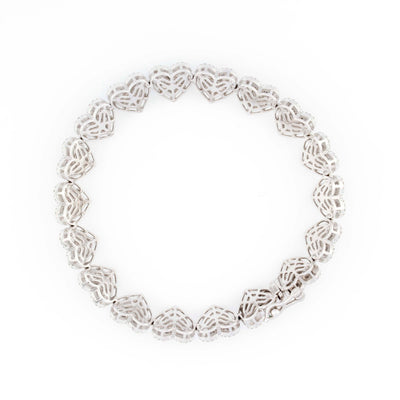 10k White Gold Baguette and Round Diamond Heart Bracelet 3.67CT - Elite Jewelers - Bracelets