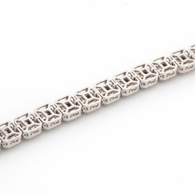 10k White Gold Baguette Round Diamond 3.51CT Diamond Bracelet - Elite Jewelers - Bracelets
