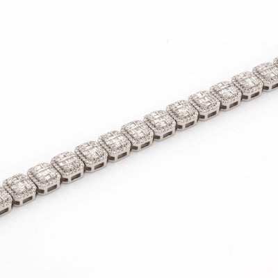10k White Gold Baguette Round Diamond 3.51CT Diamond Bracelet - Elite Jewelers - Bracelets