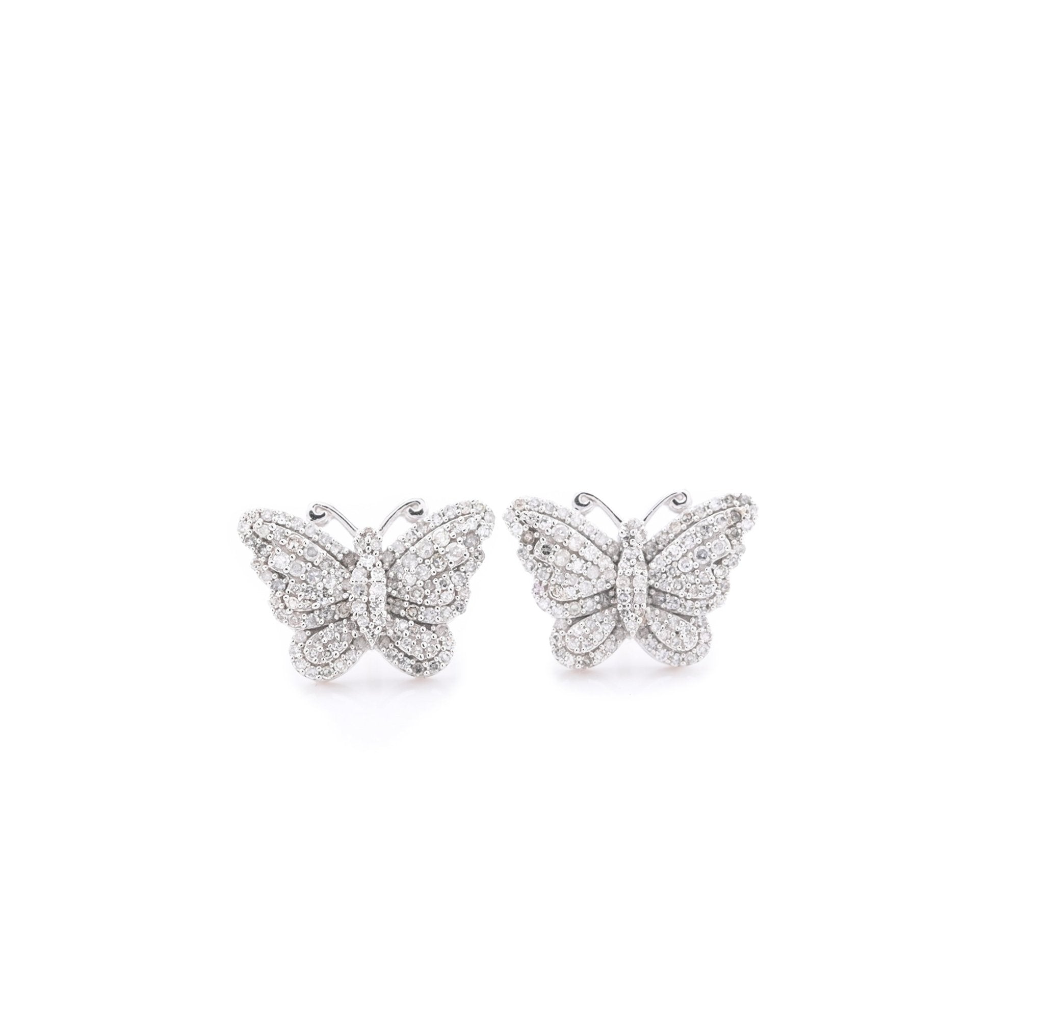10k White Gold Butterfly 5/8 CT Diamond Stud Earrings - Elite Jewelers - Earrings