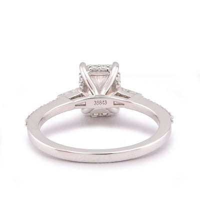 10K White Gold Centre Radiant Solitaire 1.53CT Lab Diamond Baguette/Round Women Ring - Elite Jewelers-Rings