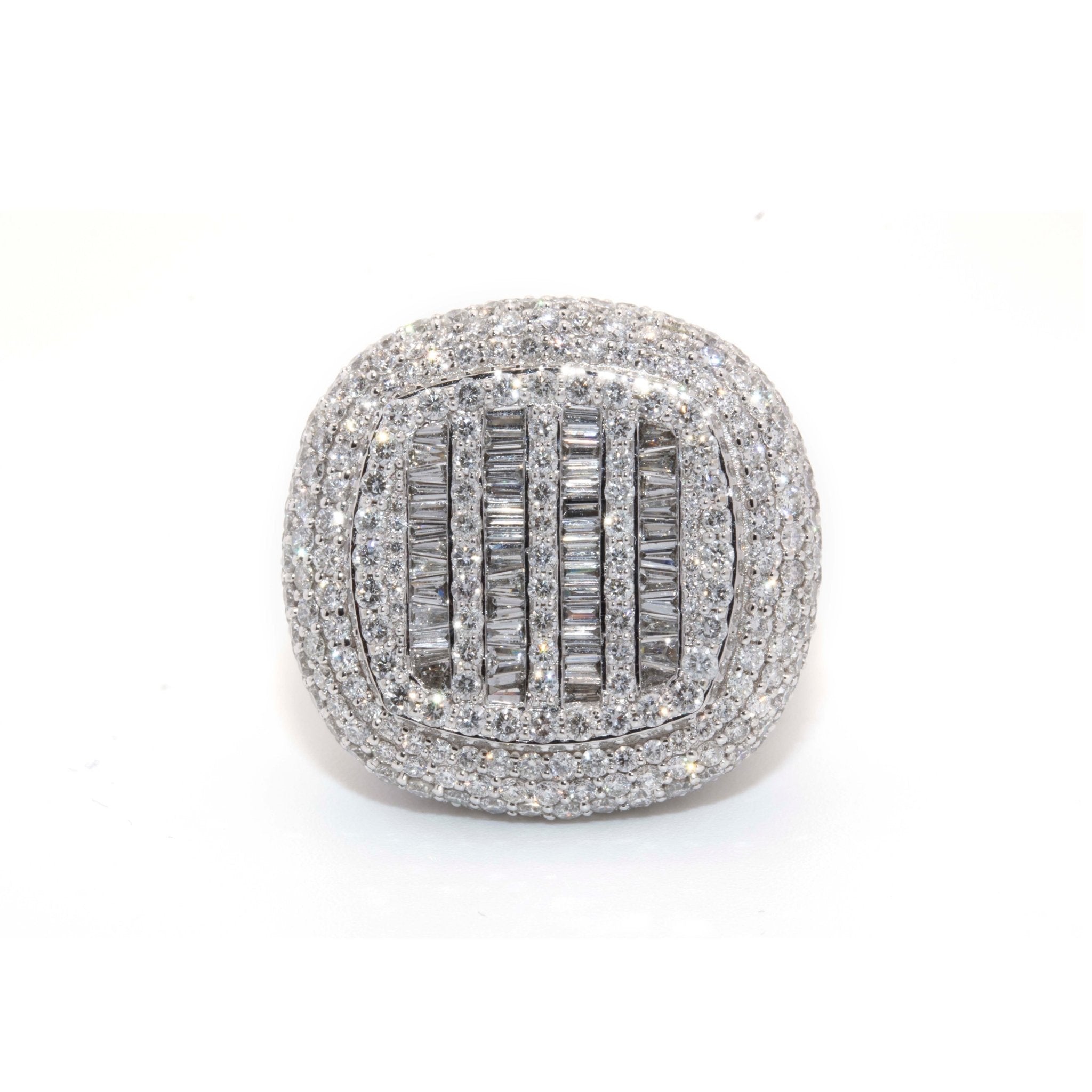 10K White Gold Cushion Baguette Round Diamond Ring - Elite Jewelers - Rings