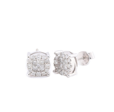 10k White Gold Diamond Cluster Stud Earrings 0.68CTW - Elite Jewelers - Earrings
