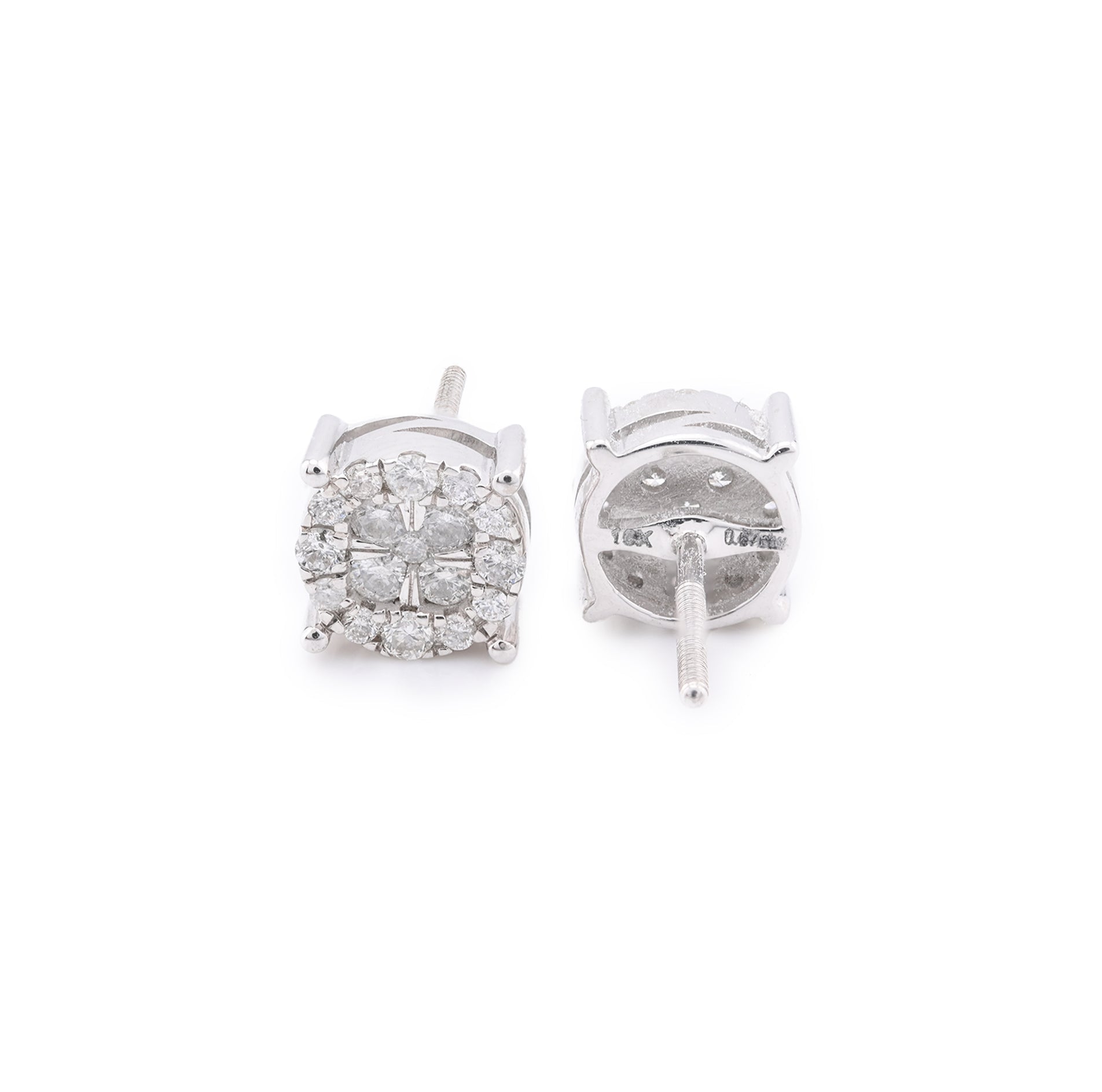 10k White Gold Diamond Cluster Stud Earrings 0.68CTW - Elite Jewelers - Earrings