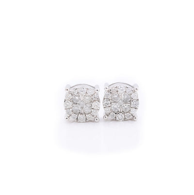 10k White Gold Diamond Cluster Stud Earrings 0.68CTW - Elite Jewelers - Earrings