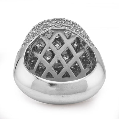 10K White Gold Flower Cluster 5.30CT Natural Diamond Side Iced Men Round Pinky Ring - Elite Jewelers - Rings