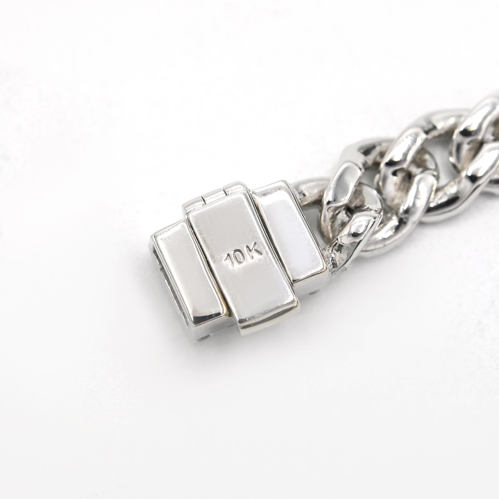 10K White Gold Full Cut Round Cut 4.8CT Natural Diamond Cuban 6.5MM Link Bracelet 7" - Elite Jewelers - Bracelets