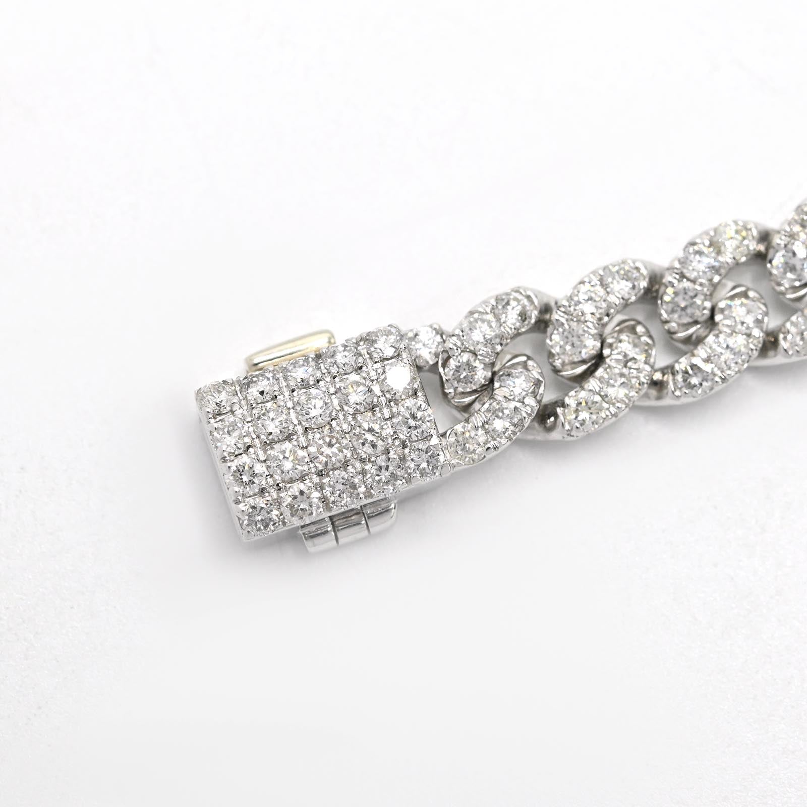 10K White Gold Full Cut Round Cut 4.8CT Natural Diamond Cuban 6.5MM Link Bracelet 7" - Elite Jewelers - Bracelets
