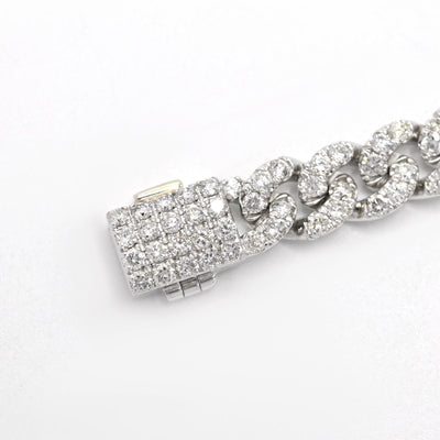 10K White Gold Full Cut Round Cut 4.8CT Natural Diamond Cuban 6.5MM Link Bracelet 7" - Elite Jewelers - Bracelets