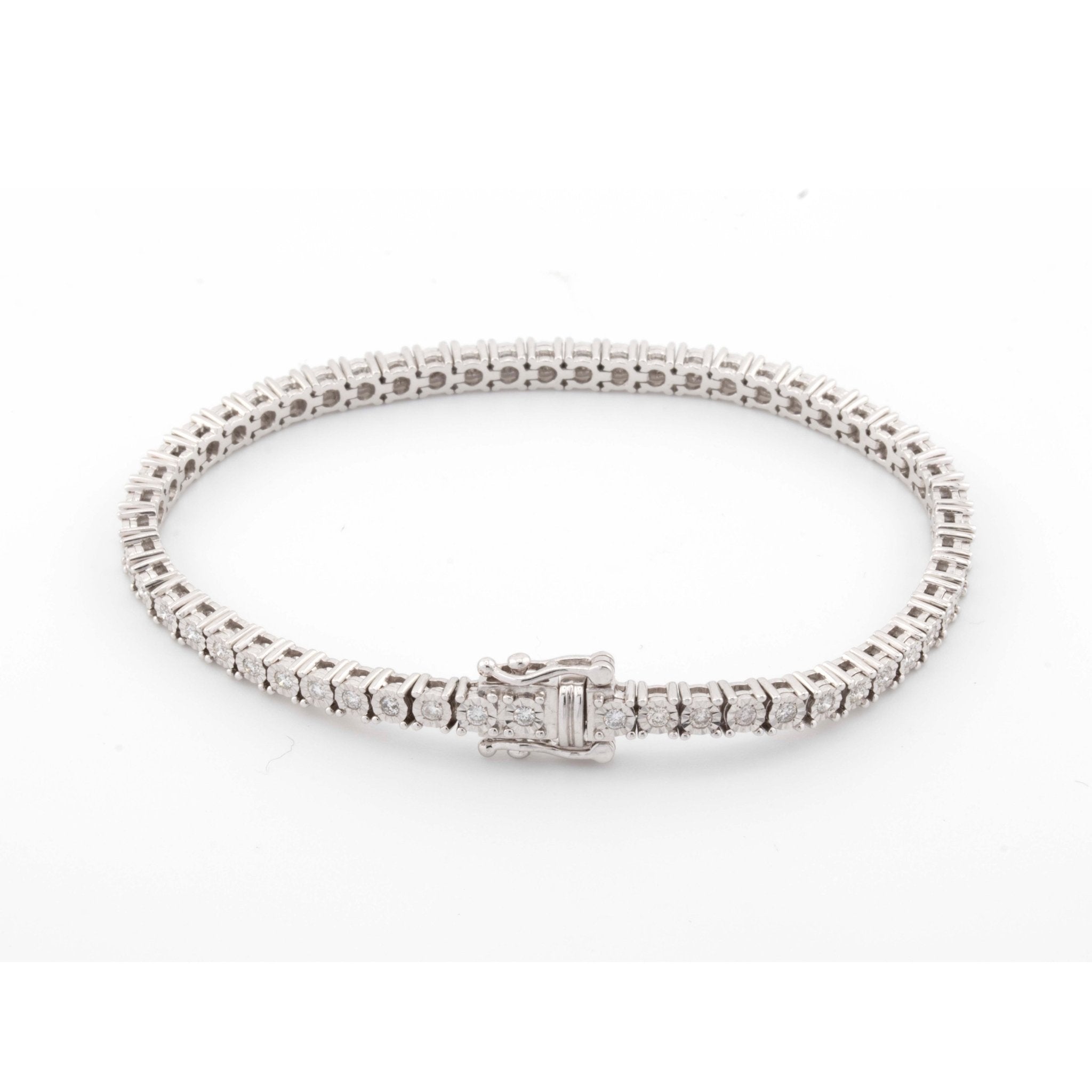 10k White Gold Illusion 1.28CT Diamond Tennis Bracelet - Elite Jewelers - Bracelets