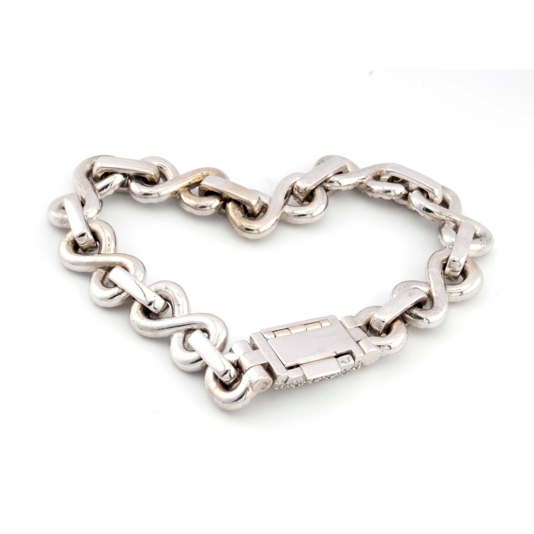 10k White Gold Infinity Link 12.50 CT Diamond Bracelet Single Row Diamond - Elite Jewelers - Bracelets