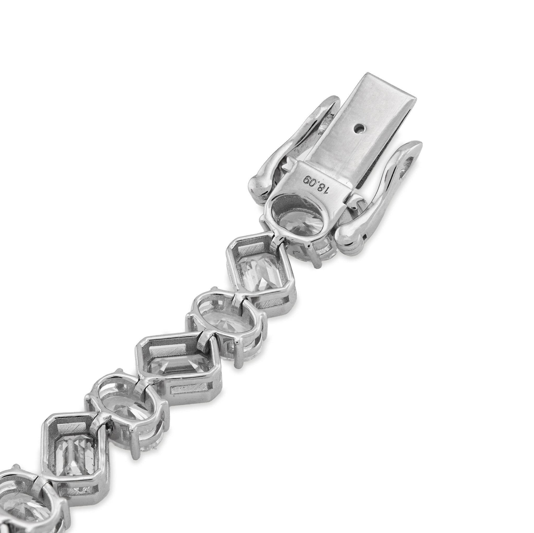 10K White Gold Lab DIamond Emerald/Oval Solitare 18.09CT 7mm Bracelet Men Women - Elite Jewelers - Bracelets