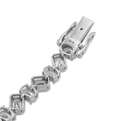 10K White Gold Lab DIamond Emerald/Oval Solitare 18.09CT 7mm Bracelet Men Women - Elite Jewelers - Bracelets