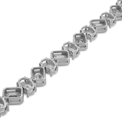 10K White Gold Lab DIamond Emerald/Oval Solitare 18.09CT 7mm Bracelet Men Women - Elite Jewelers - Bracelets