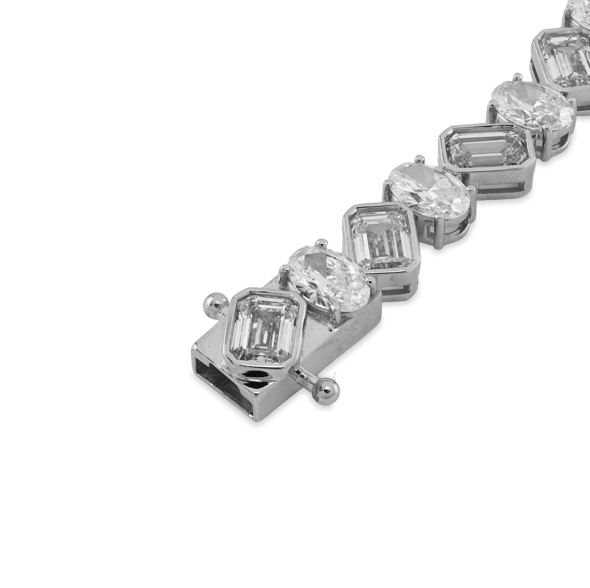 10K White Gold Lab DIamond Emerald/Oval Solitare 18.09CT 7mm Bracelet Men Women - Elite Jewelers - Bracelets