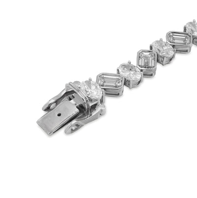 10K White Gold Lab DIamond Emerald/Oval Solitare 18.09CT 7mm Bracelet Men Women - Elite Jewelers - Bracelets