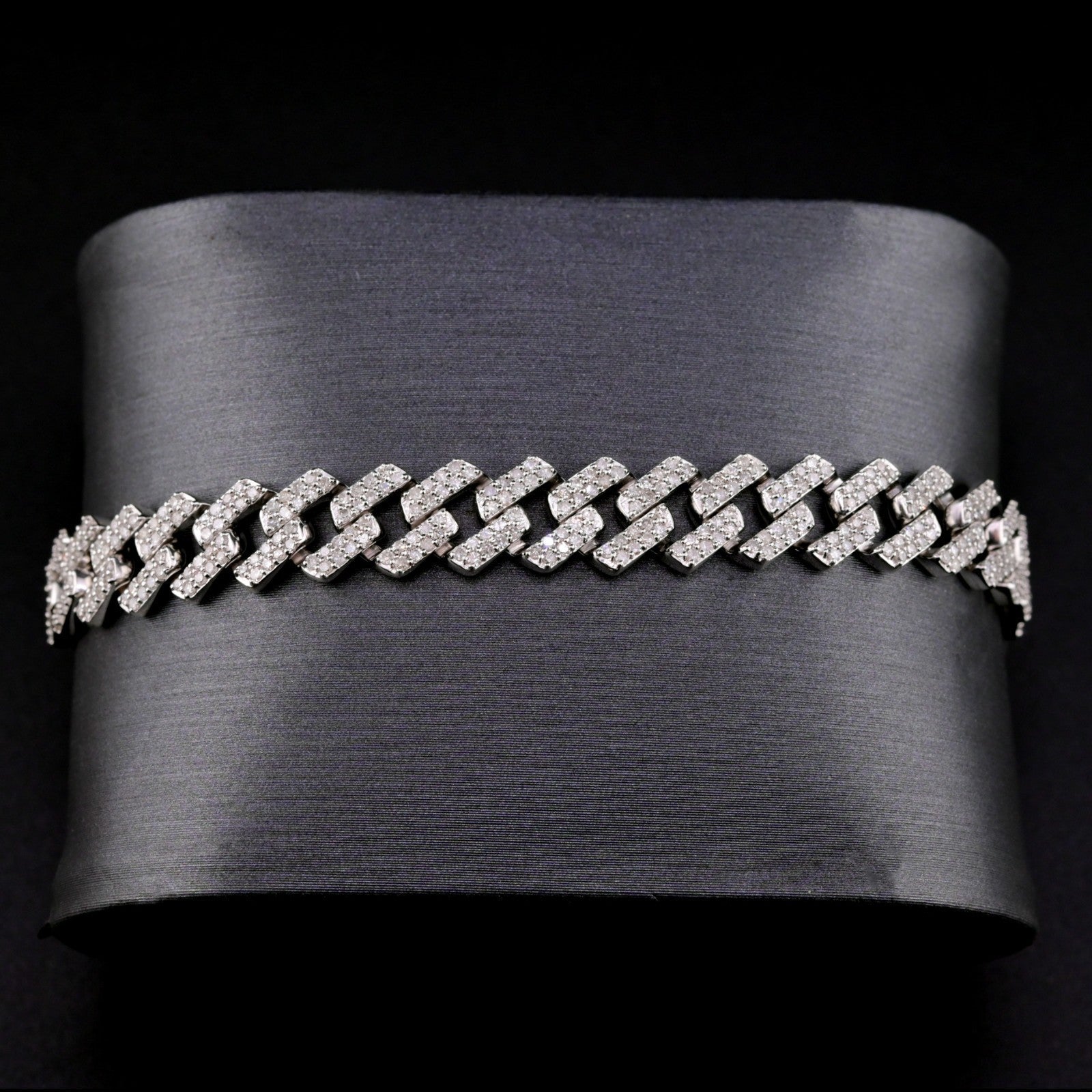 10k White Gold Mens 2.98CTW Natural Diamond Cuban Bracelet 19.8g 8 Inch Armlet - Elite Jewelers - Bracelets