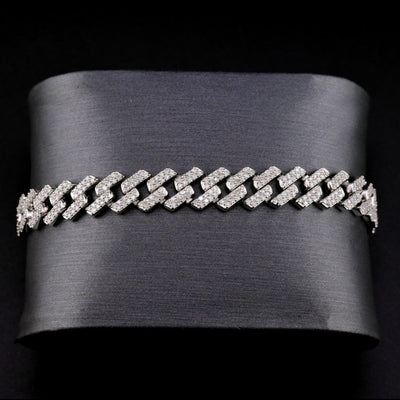 10k White Gold Mens 2.98CTW Natural Diamond Cuban Bracelet 19.8g 8 Inch Armlet - Elite Jewelers - Bracelets