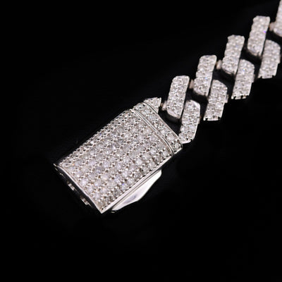 10k White Gold Mens 2.98CTW Natural Diamond Cuban Bracelet 19.8g 8 Inch Armlet - Elite Jewelers - Bracelets