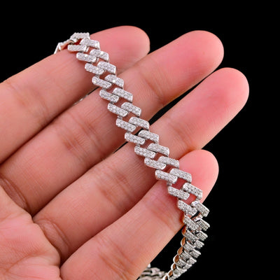 10k White Gold Mens 2.98CTW Natural Diamond Cuban Bracelet 19.8g 8 Inch Armlet - Elite Jewelers - Bracelets