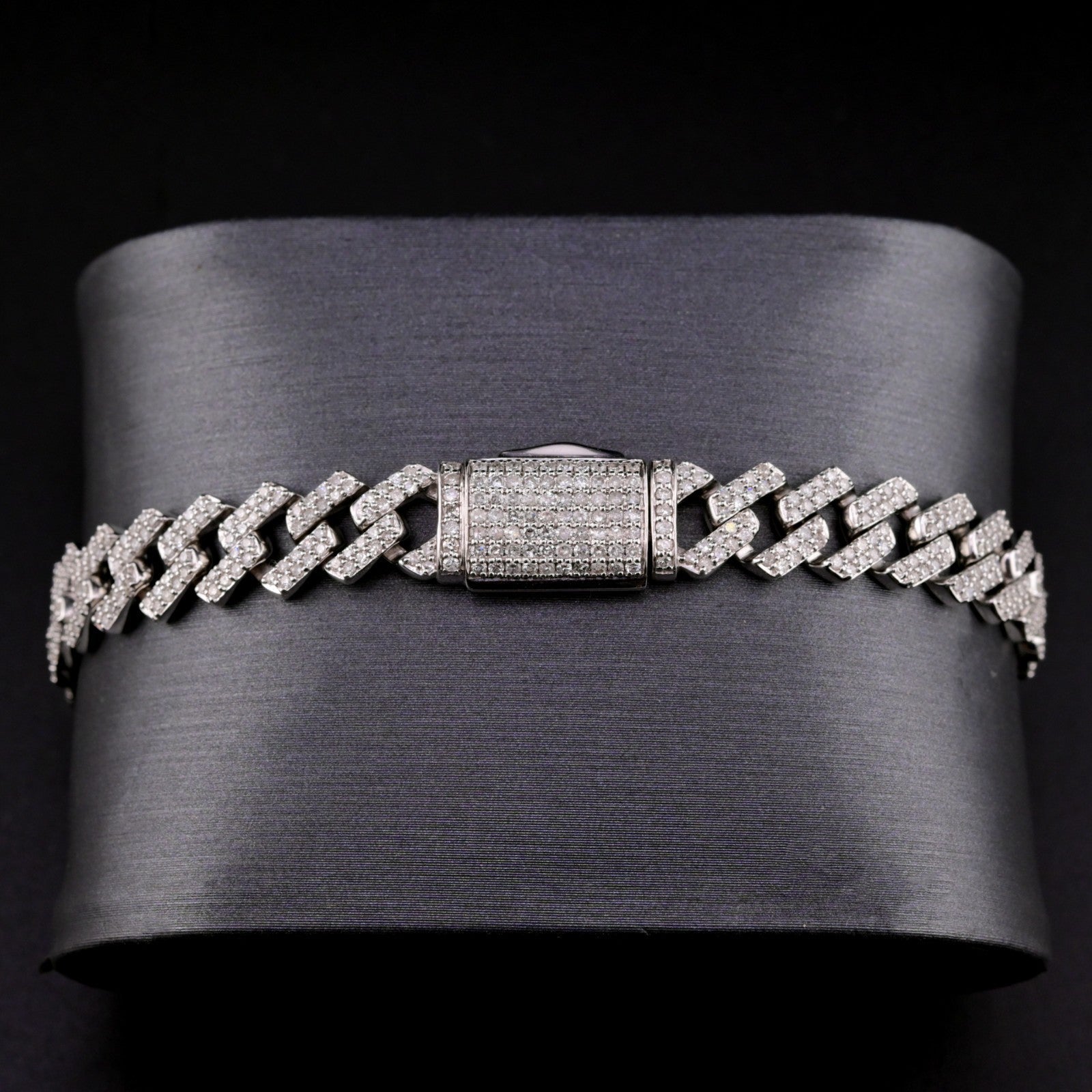 10k White Gold Mens 2.98CTW Natural Diamond Cuban Bracelet 19.8g 8 Inch Armlet - Elite Jewelers - Bracelets