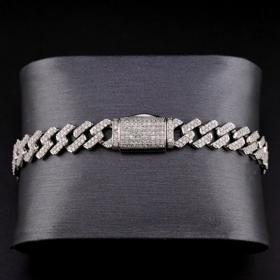 10k White Gold Mens 2.98CTW Natural Diamond Cuban Bracelet 19.8g 8 Inch Armlet - Elite Jewelers - Bracelets