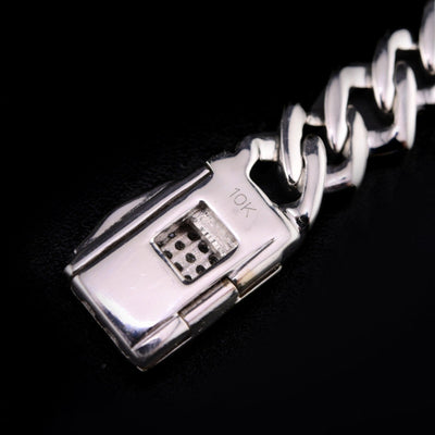 10k White Gold Mens 2.98CTW Natural Diamond Cuban Bracelet 19.8g 8 Inch Armlet - Elite Jewelers - Bracelets