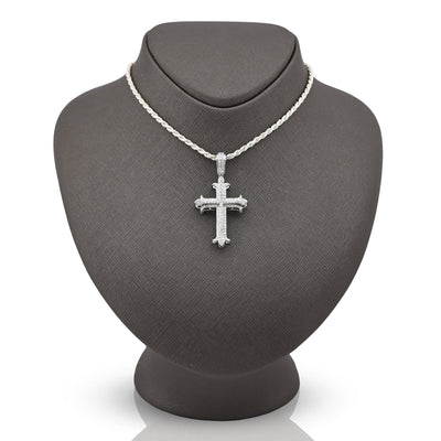 10K White Gold Natural Diamond Cross Pendant Religious Men Women 51.3MM Charm 6.9g - Elite Jewelers - Charms & Pendants