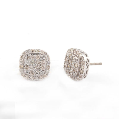10k White Gold Natural Round 1CT Women Men Diamond Earrings - Elite Jewelers - Earrings