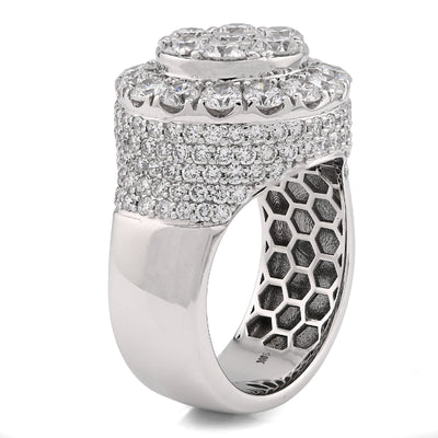 10K White Gold Round Cluster 10 Pointer 5.80CT Lab Diamond Pinky Ring - Elite Jewelers - Rings