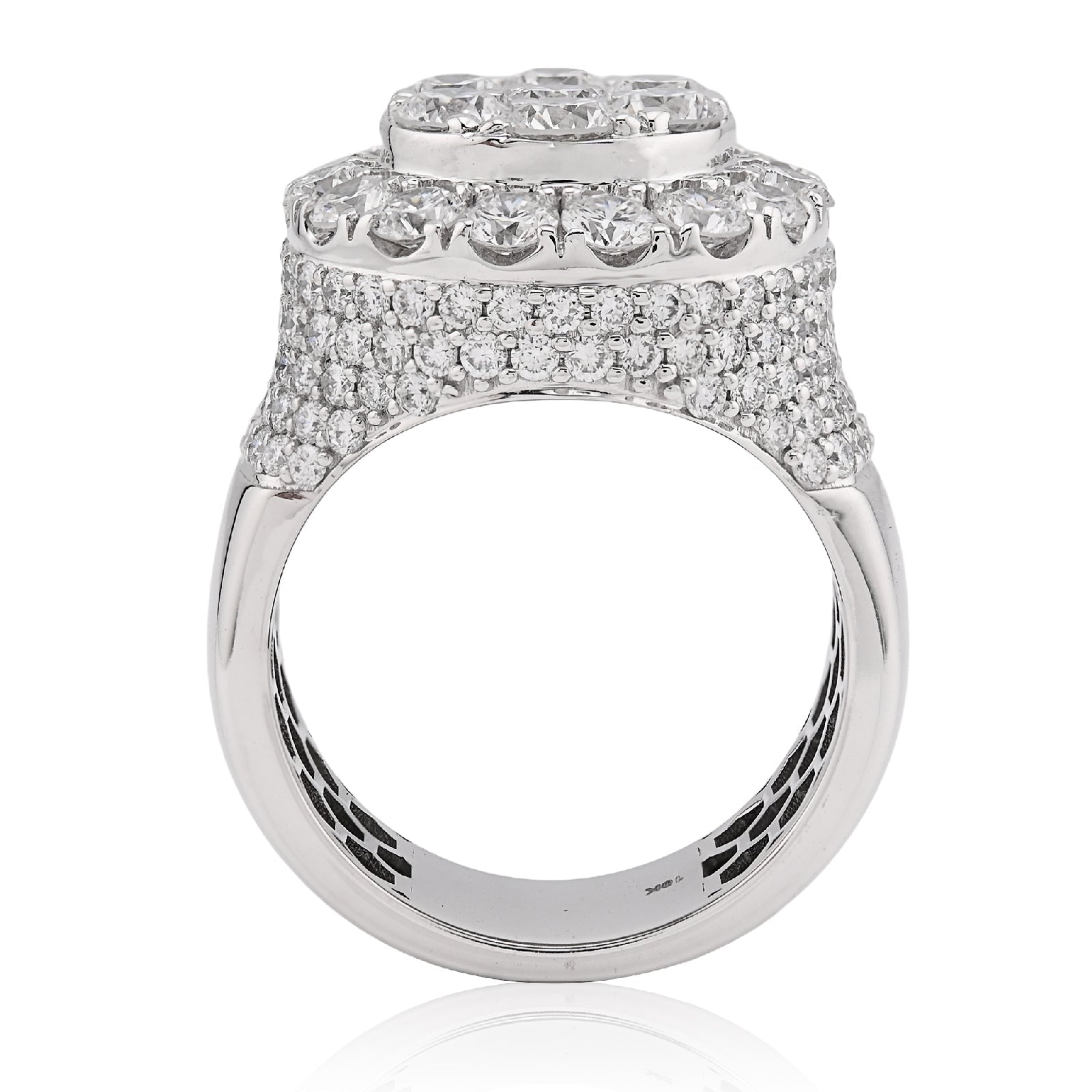10K White Gold Round Cluster 10 Pointer 5.80CT Lab Diamond Pinky Ring - Elite Jewelers - Rings