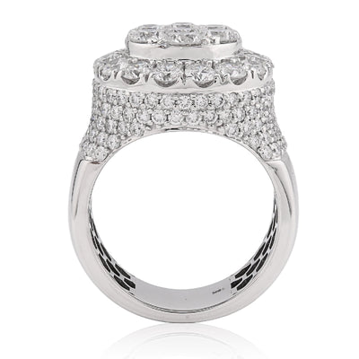 10K White Gold Round Cluster 10 Pointer 5.80CT Lab Diamond Pinky Ring - Elite Jewelers - Rings