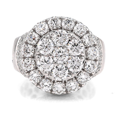 10K White Gold Round Cluster 10 Pointer 5.80CT Lab Diamond Pinky Ring - Elite Jewelers - Rings