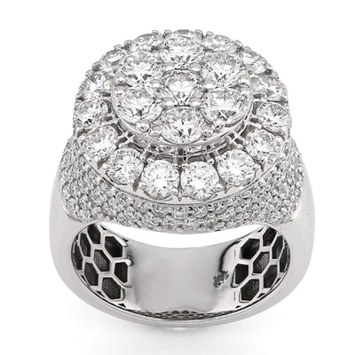 10K White Gold Round Cluster 10 Pointer 5.80CT Lab Diamond Pinky Ring - Elite Jewelers - Rings