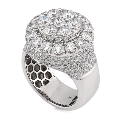 10K White Gold Round Cluster 10 Pointer 5.80CT Lab Diamond Pinky Ring - Elite Jewelers - Rings