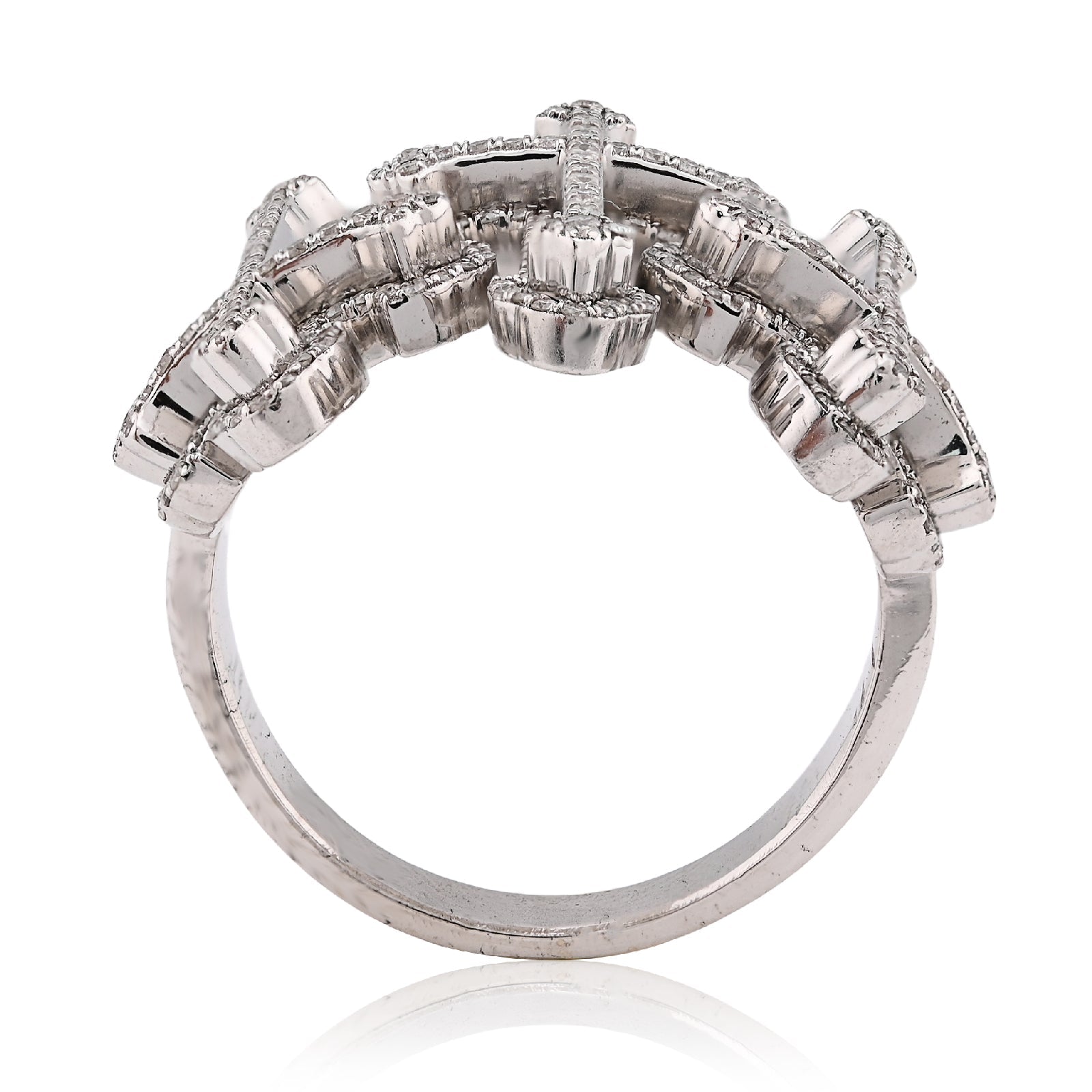 10K White Gold Three Cross 1CT Natural Diamond Men Pinky Ring - Elite Jewelers - Rings