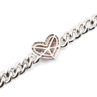 10k White Gold Women 3.25CTW Natural Diamond Cuban Heart Bracelet 14.2g 7Inch - Elite Jewelers - Bracelets