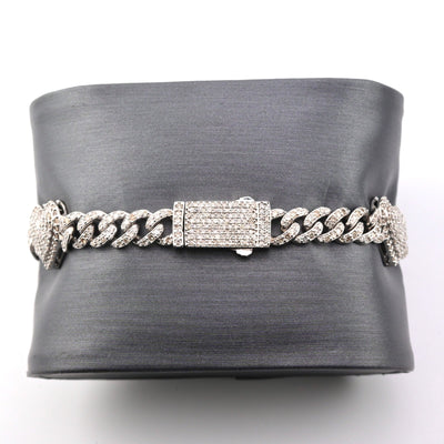 10k White Gold Women 3.25CTW Natural Diamond Cuban Heart Bracelet 14.2g 7Inch - Elite Jewelers - Bracelets