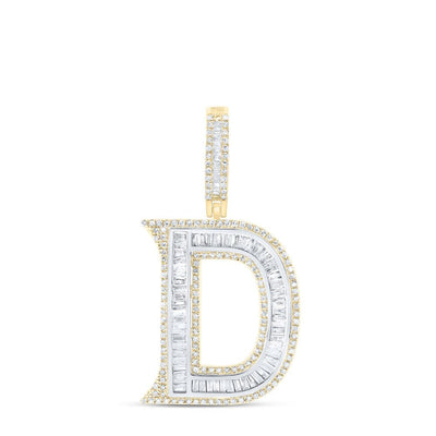 10k White & Yellow Gold 4.16g 0.95CTW Natural Diamond Initial "D" Pendant Charm - Elite Jewelers - Charms & Pendants