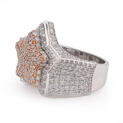 10K White/Rose 4.40CT Natural Diamond Star Shape Men Pinky Ring - Elite Jewelers - Rings
