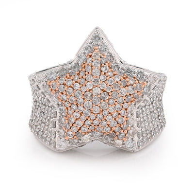 10K White/Rose 4.40CT Natural Diamond Star Shape Men Pinky Ring - Elite Jewelers - Rings